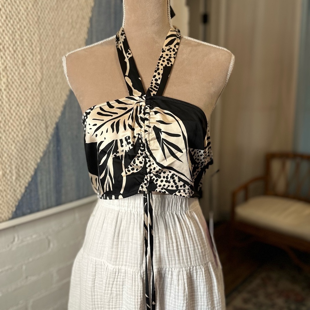 Future Collective Alani Noelle Black Animal Print Bandeau Crop Top - Picture 9 of 16